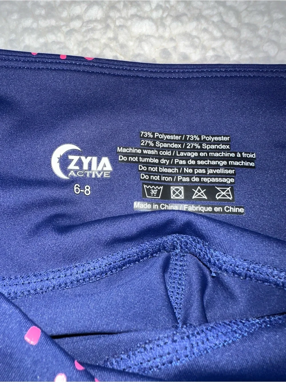 ZYIA Active Navy Blue Leggings with Pink Dots (Size 6-8) - Picture 6 of 8